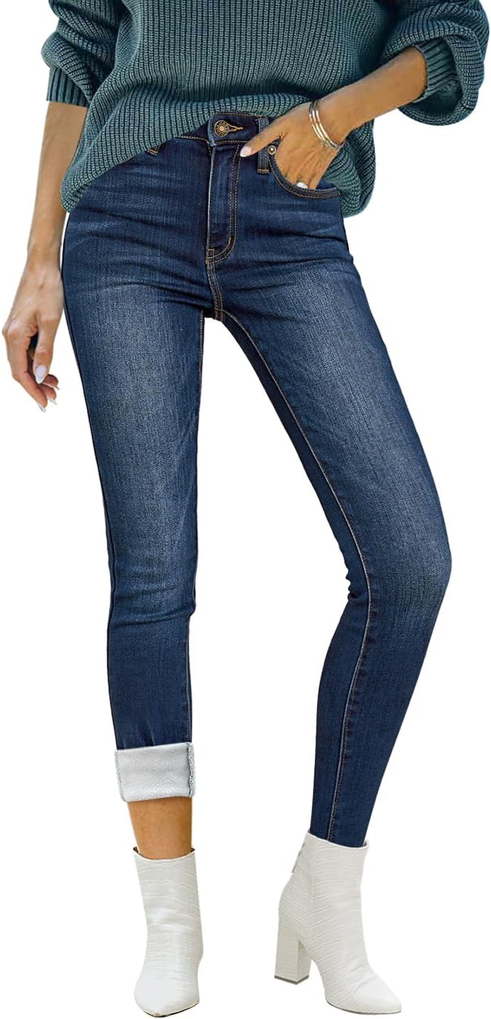 Luvamia Women's Fleece Lined Jeans for Winter Comfort and Style