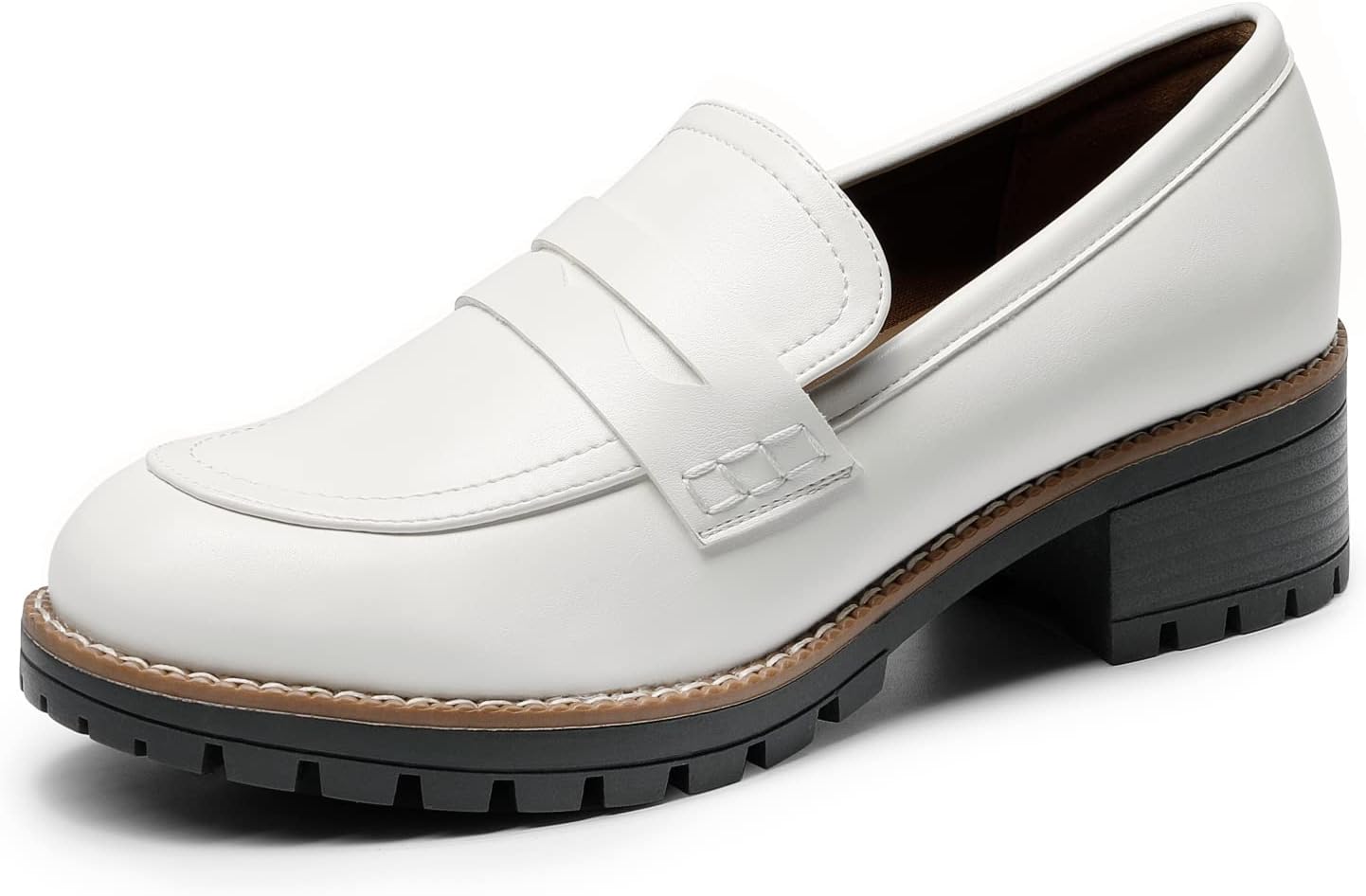 DREAM PAIRS Women's Platform Chunky Heeled Loafers for Style