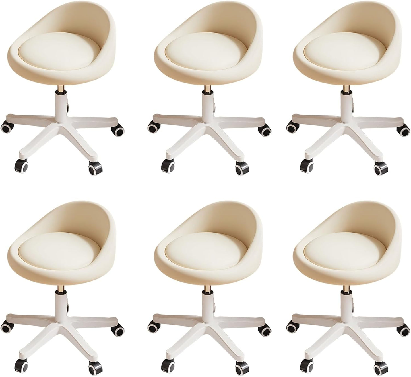 Ergonomic Rolling Stool Set of 6 with Adjustable Height & Wheels
