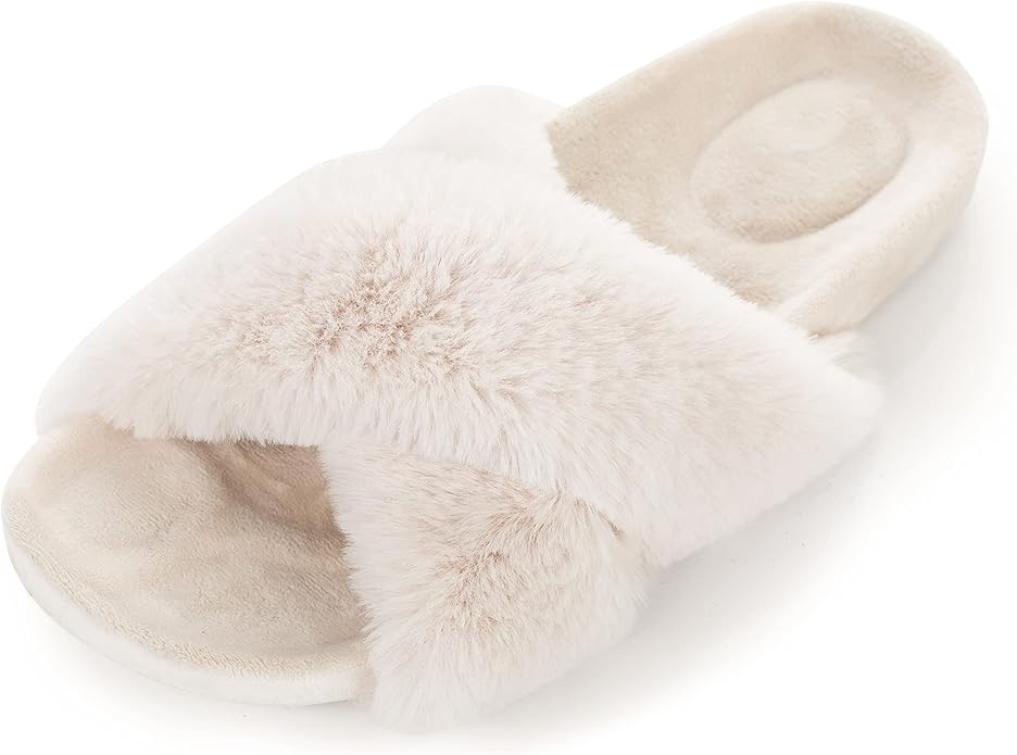 FITORY Womens Open Toe Slipper with Cozy Lining and Comfort