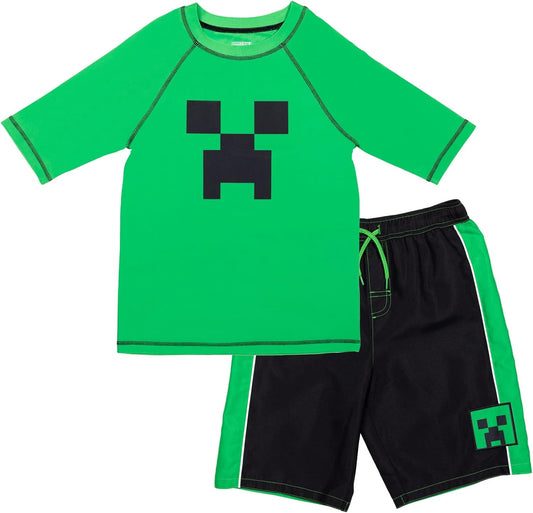 Minecraft Zombie Creeper Alex Steve Swim Outfit for Kids