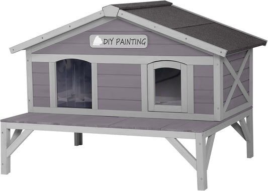 GUTINNEEN Outdoor Cat House for Winter Weatherproof Shelter