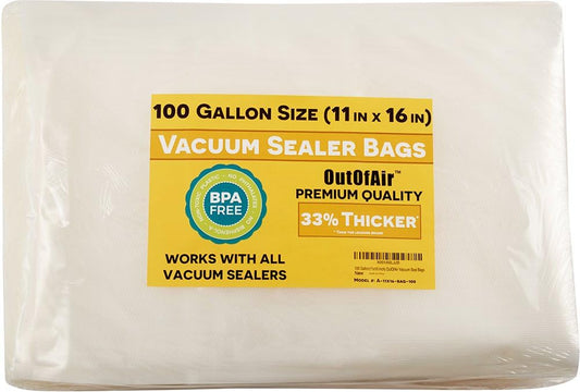 100 Vacuum Sealer Bags: Gallon Size, 33% Thicker, BPA Free