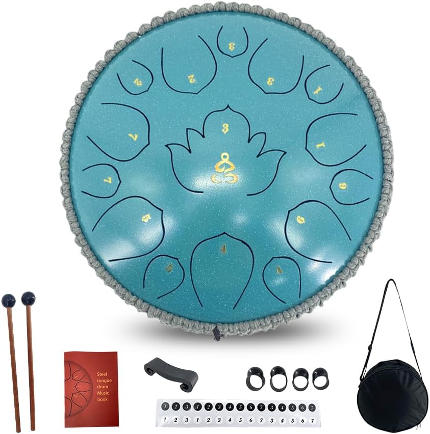 13 Inch Steel Tongue Drum for Garden with Mallets & Carry Bag