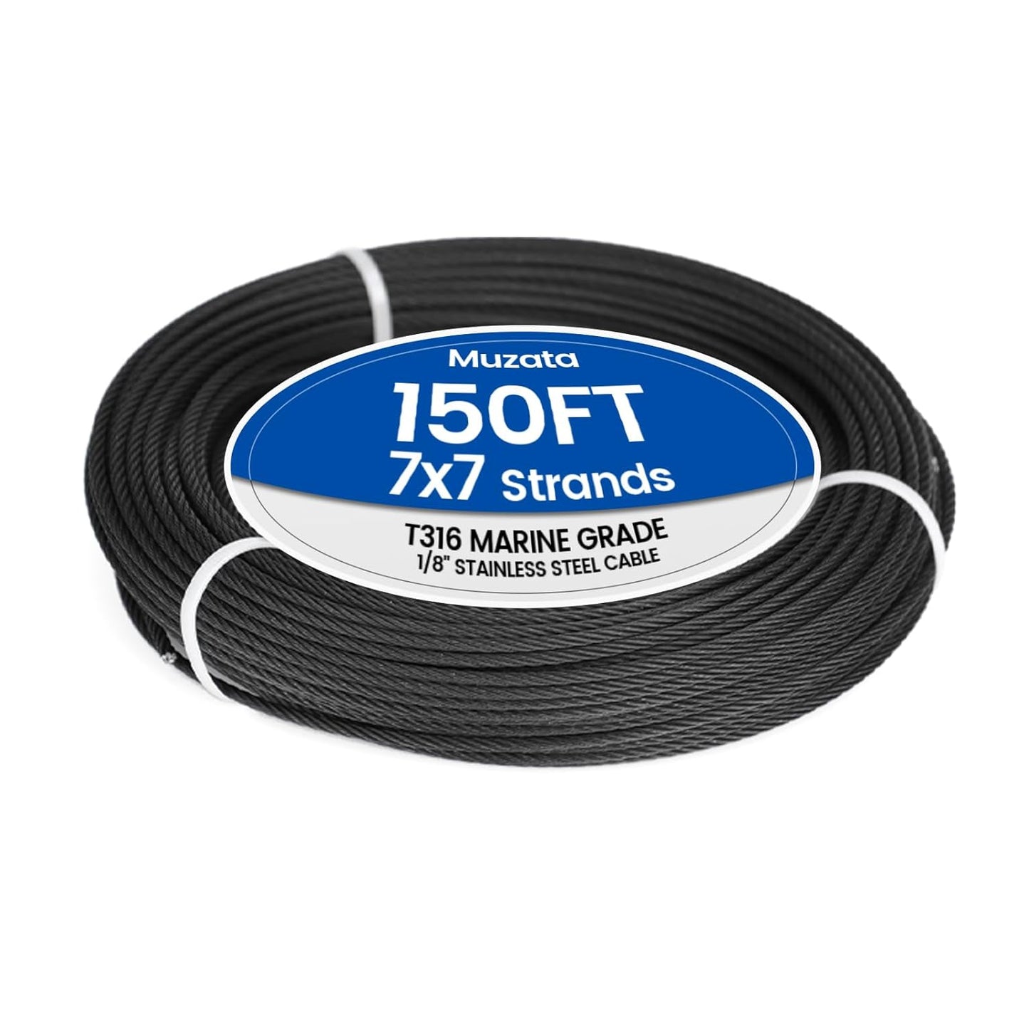 Muzata 150 ft Black Stainless Steel Cable Railing System Kit
