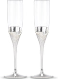 Lenox True Love Glass Flute Pair Clear - Elegant Silverplate Flutes