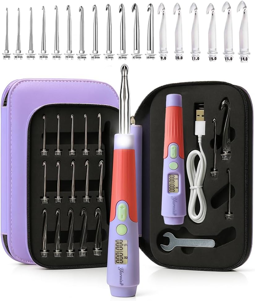 Yarniss Crochet Hooks Set with Digital Counter & LED Light