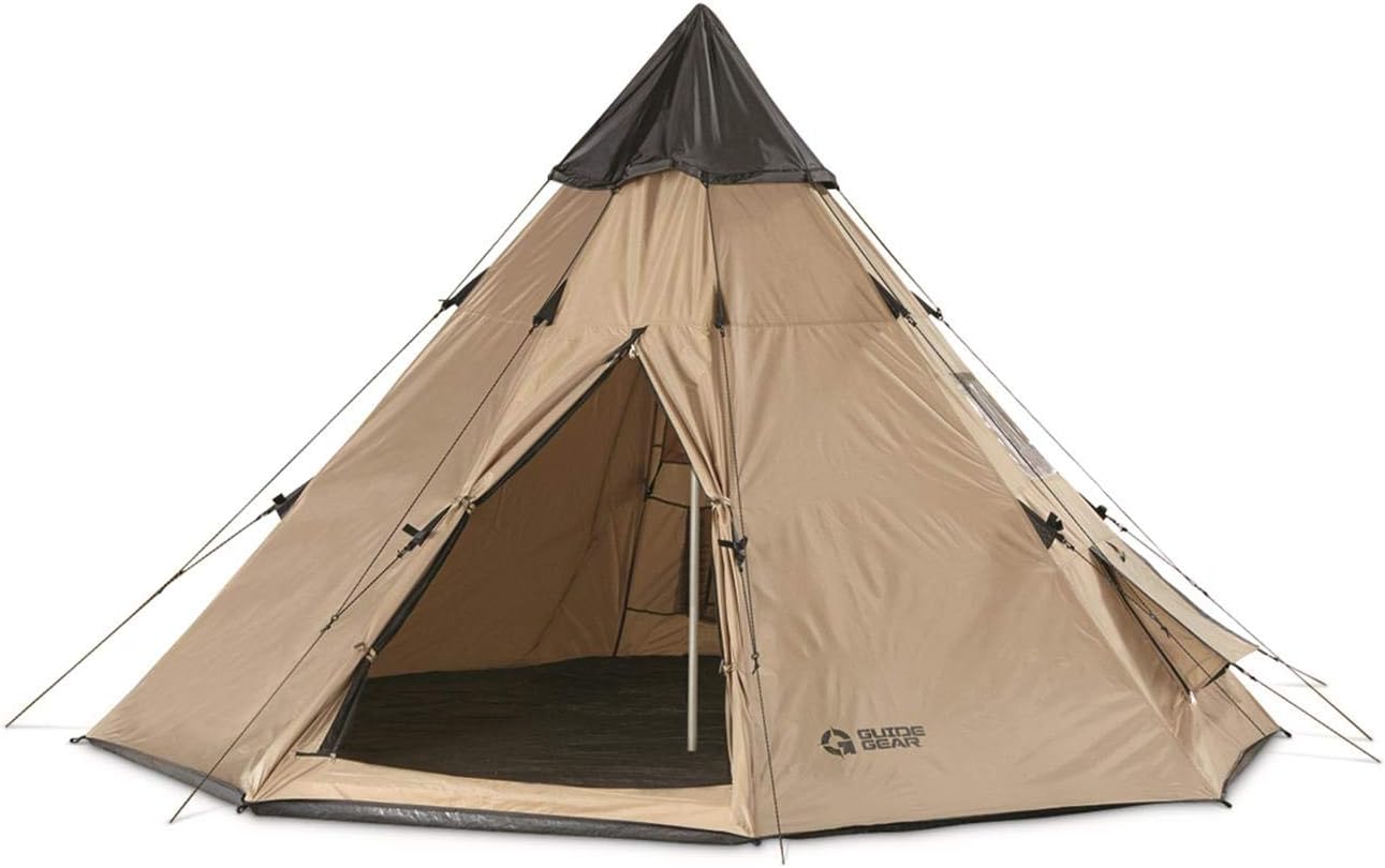 Guide Gear 10x10 Teepee Tent: Instant Set-Up, Waterproof & Spacious