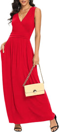 Women Sleeveless Deep V Neck Rayon Maxi Dress - Comfortable