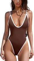 ESONLAR Women's Sexy Plunging V Neck One Piece Swimsuit (Style 8H9F)