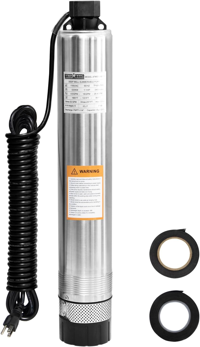 WASSERMANN 4in Effluent Pump for Septic Tank and Agriculture