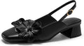 Womens Slingback Chunky Heels Square Toe Pumps - Comfortable Work