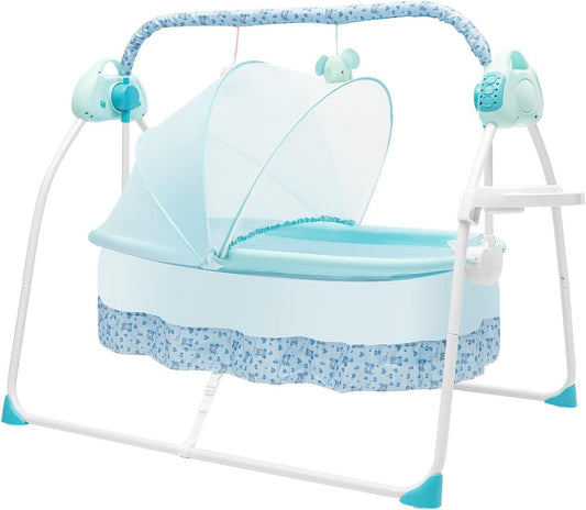 Foldable Electric Baby Rocker: Bluetooth Music & Remote Control