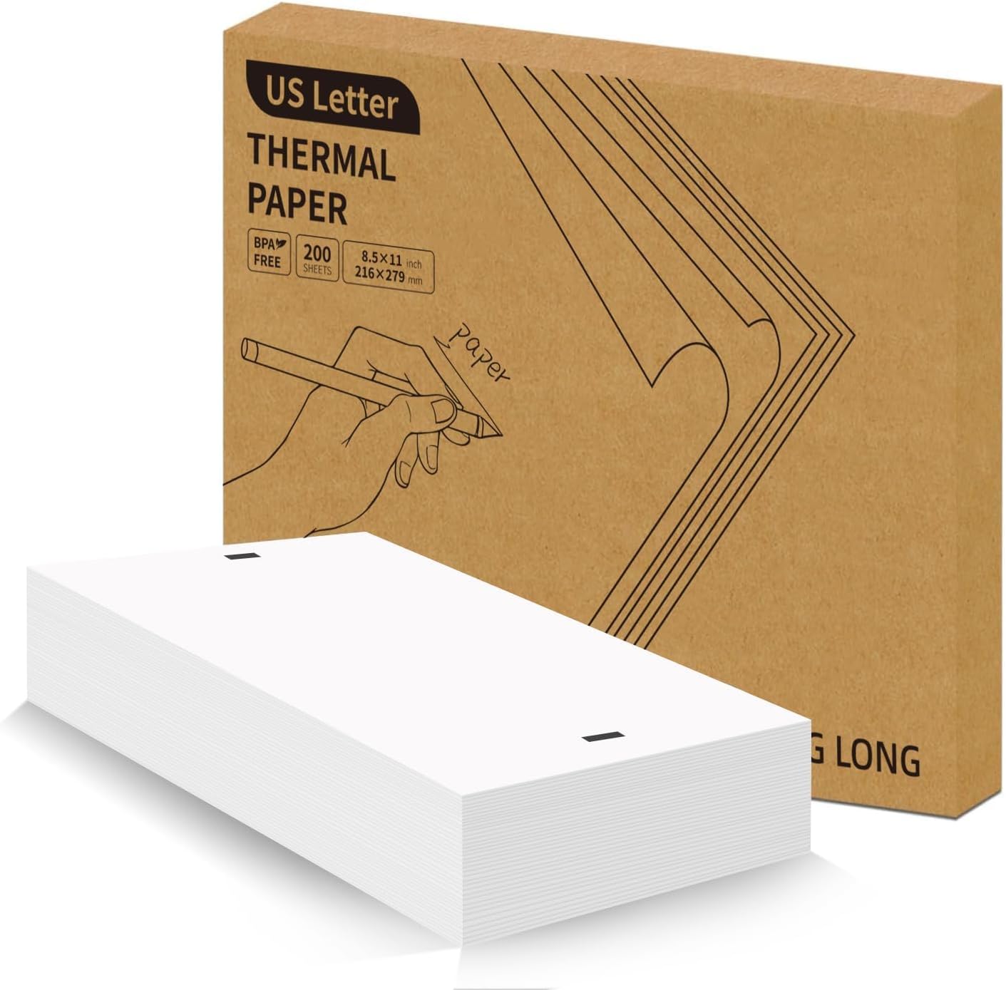 Quick-Dry Folded 8.5x11 Thermal Paper Pack for Portable Printer - 200 Sheets