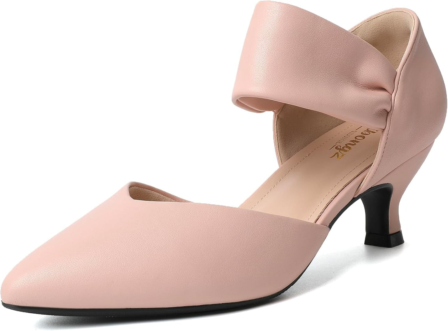RIBONGZ Kitten Heels for Women Closed Toe Comfortable Low Heels