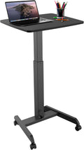 Rolling Laptop Desk Adjustable Height Sit-Stand Workstation - Mobile