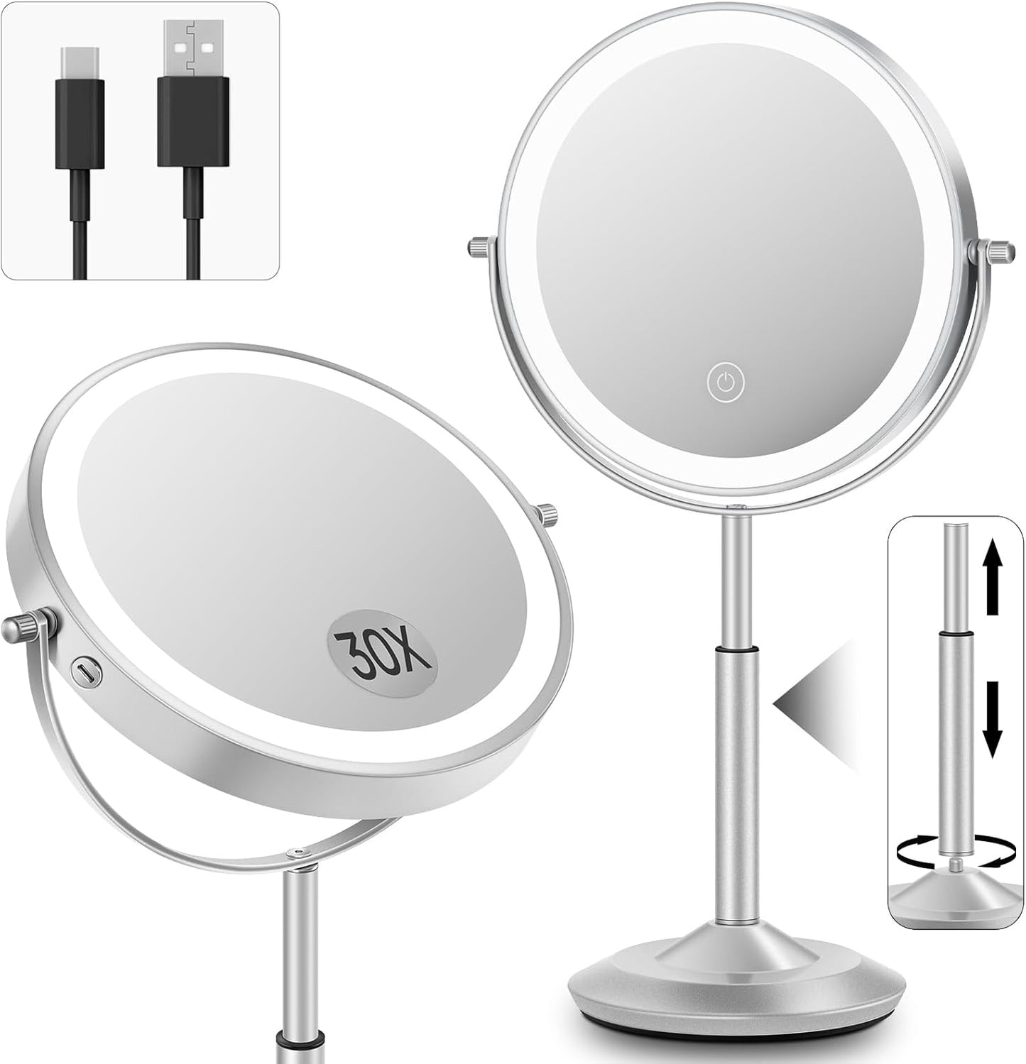Makeup Mirror with Lights: 1X/30X Magnifying Vanity Mirror