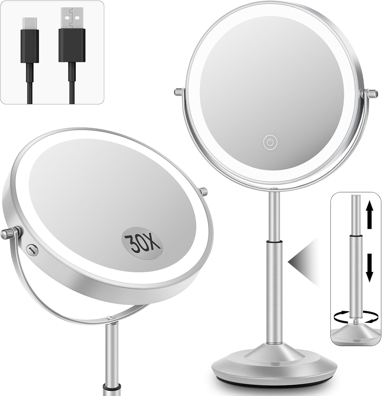 Makeup Mirror with Lights: 1X/30X Magnifying Vanity Mirror