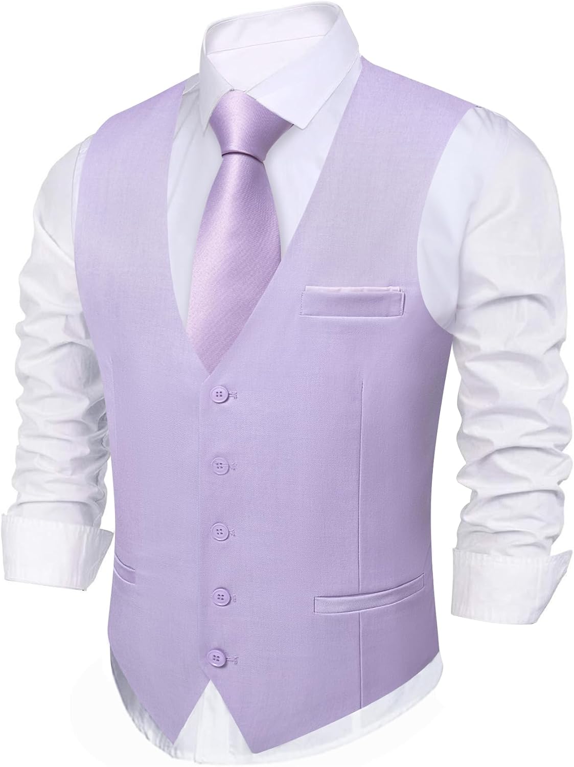 Barry.Wang Mens Suit Vest Slim Fit V-Neck for Formal Events