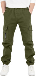 CAMLAKEE Boys Cargo Pants Stretch Elastic Waist School Joggers