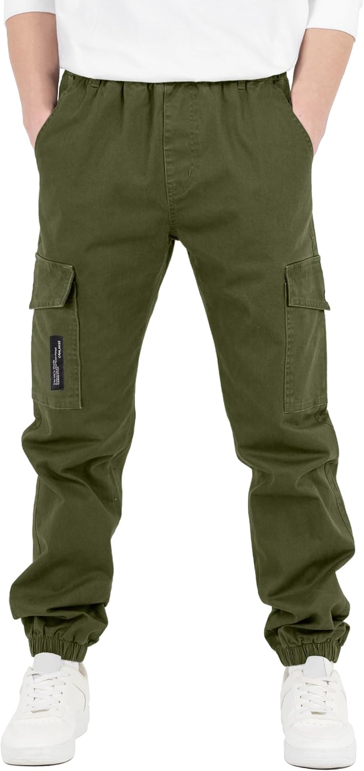Boys Cargo Pants Stretch Elastic Waist for Active Kids Comfort