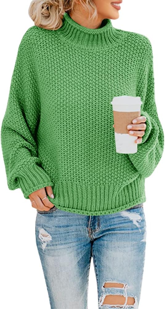 Oversized Turtleneck Sweater for Women - Cozy Chunky Knit Jumper