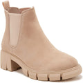 Womens Lug Sole Platform Ankle Booties Chelsea Slip-On - Leather