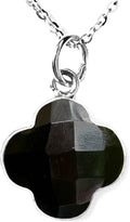 Genuine Gemstone Four Leaf Clover Necklace - Protective Tourmaline
