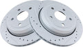 Rear Performance G-Coated Cross Drilled & Slotted Rotors Set - Fits