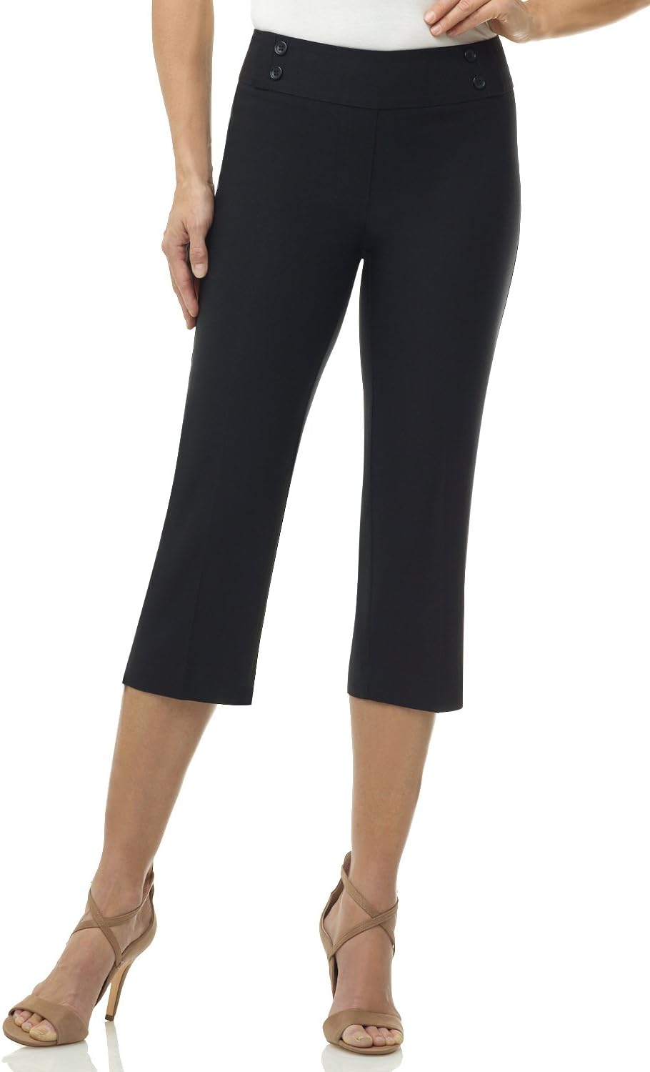 Rekucci Womens Comfort Stretch Pull-On Capri Pants for Casual Wear