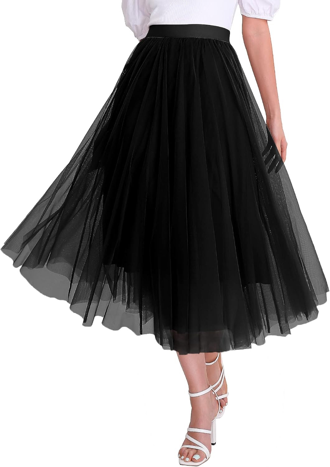 Elegant Tulle Skirt for Women - High Waist Pleated Design