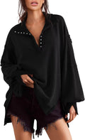 Sweatshirt for Women Henley Pullover Tunic Tops S-2XL - Oversized