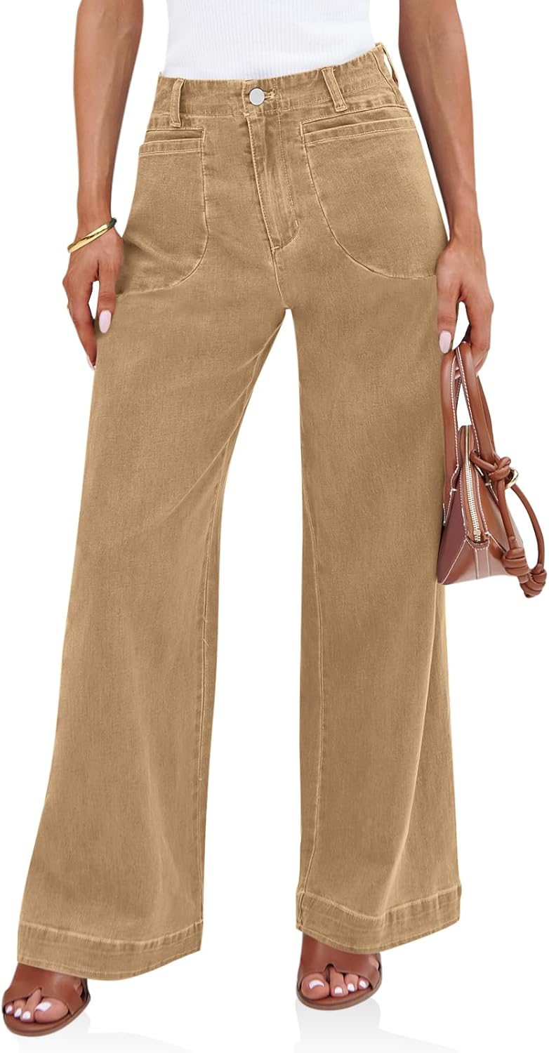 Cicy Bell Womens Wide Leg Jeans High Waisted Stretchy Casual Pants