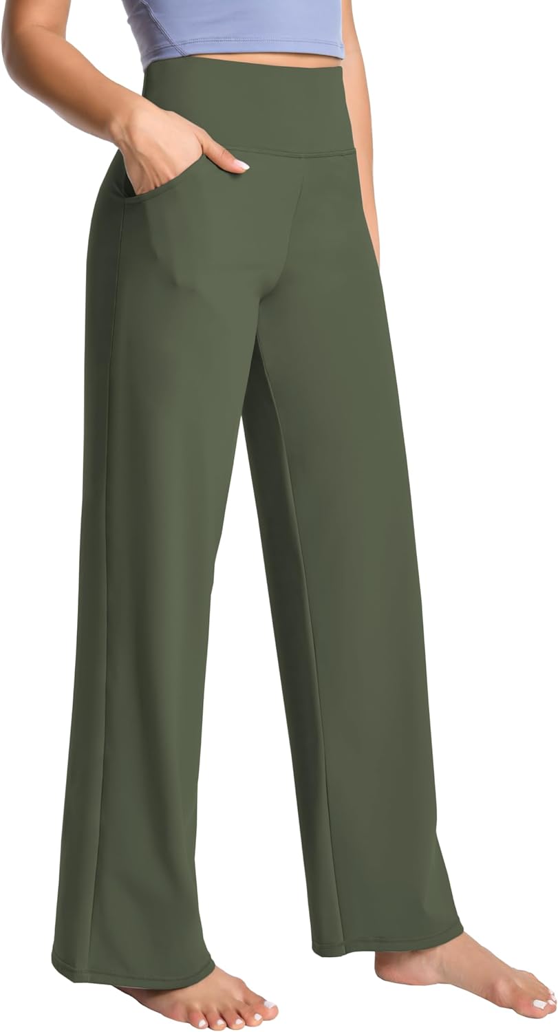 High Waist Wide Leg Yoga Pants for Women by BUBBLELIME