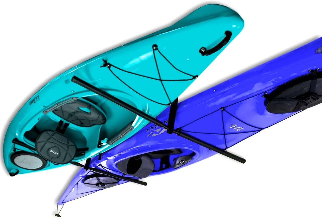 Adjustable Kayak Ceiling Rack for Efficient Garage Storage