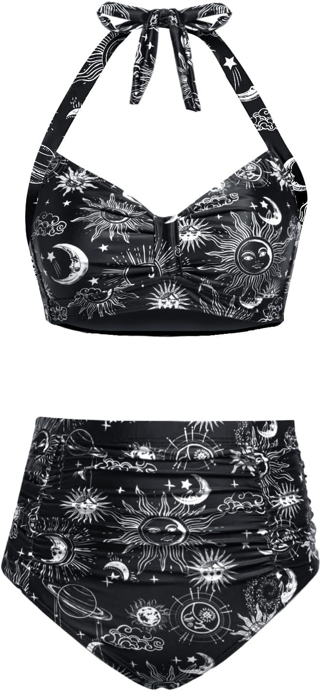 High Waisted Bikini Set for Women - Vintage Halter Swimwear