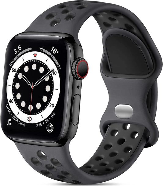 Breathable Silicone Sport Band for Apple Watch - Black