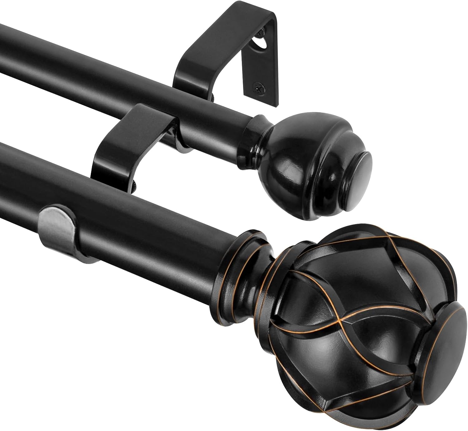 KAMANINA Double Curtain Rods 140 to 195 Inches for Windows