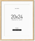 Minimalist 20x24 Picture Frame Matted to 16x20 - Solid Oak Frame