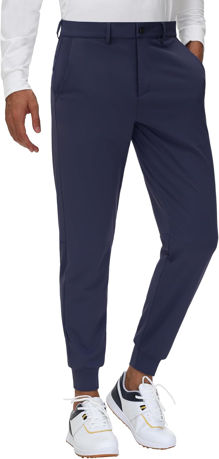 JWM Men's Stretch Golf Joggers with Belt Loops for Comfort