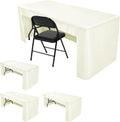 Open Back Fitted Tablecloths 96x30 in Beige - 4 Pack Linen-Look