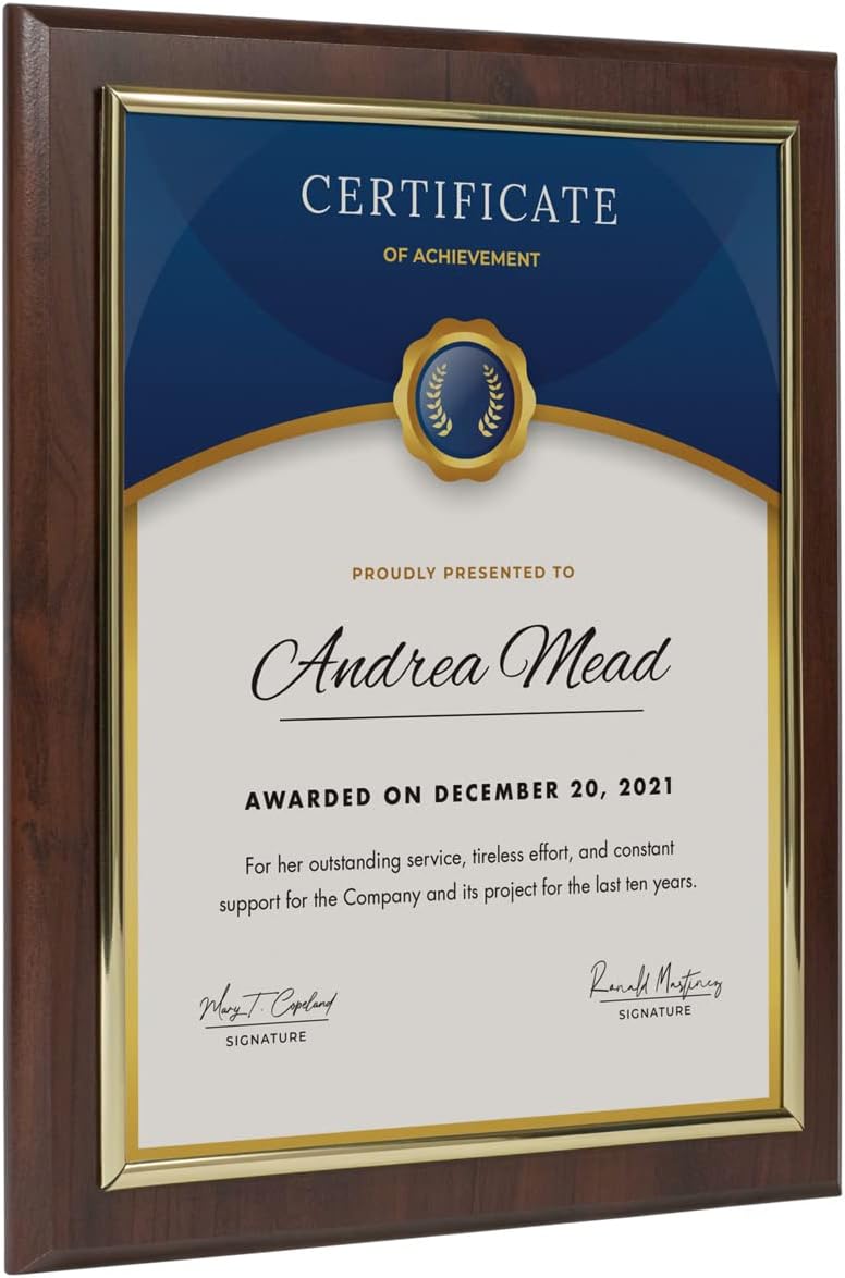 10.5 x 13 Plaque Display for Diplomas and Awards in Cherry Wood