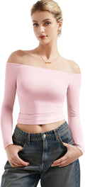 Women Off Shoulder Double Lined Long Sleeve Shirt - Soft Stretch Fit