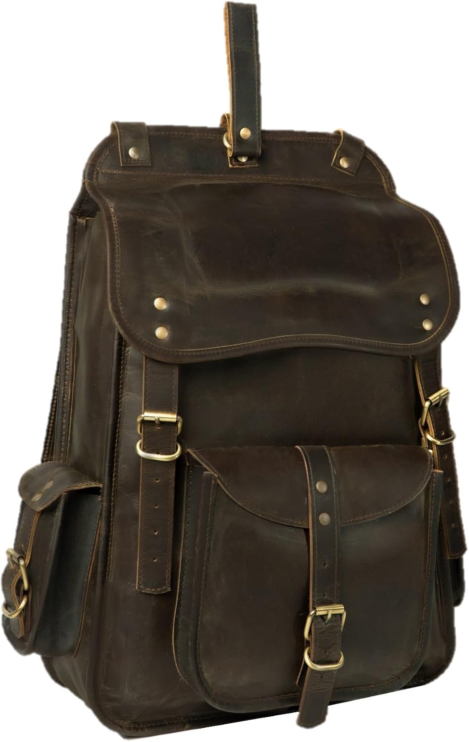 Vintage Full Grain 21 Inch Leather Laptop Backpack for Travel