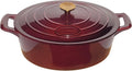 La Cuisine Enameled Cast Iron Oval Dutch Oven 6.75 QT - Cranberry