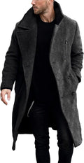 Makkrom Mens Double Breasted Trench Coat - Classic Warm Overcoat