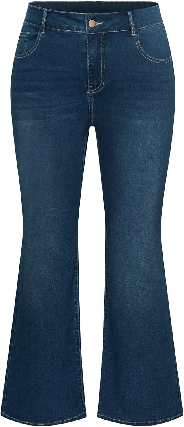 Plus Size Wide Flared Jeans for Women - Stylish and Comfortable