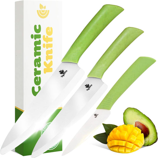 Ceramic Knife Set with Ergonomic Handle for Precision Cutting