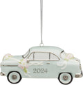 Just Married Vintage Car Ornament 2024 - Retro Porcelain Keepsake