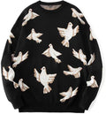 Yimoon Oversized Graphic Cable Knit Sweater - Cozy Vintage Crewneck